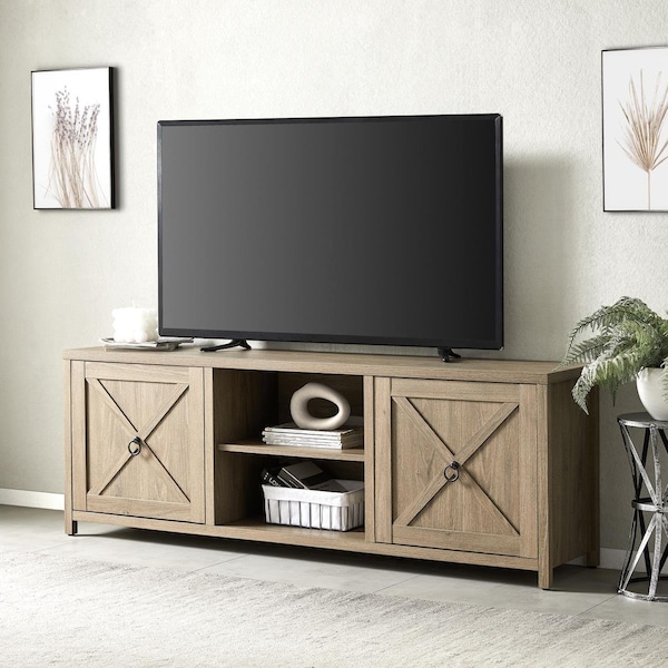 Hudson & Canal 80 in. Granger Rectangular TV Stand Antiqued Gray Oak - TV1376