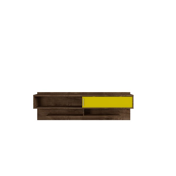 Manhattan Comfort Astor 70.86 Floating Entertainment Center, Rustic Brown and Yellow - 222BMC94