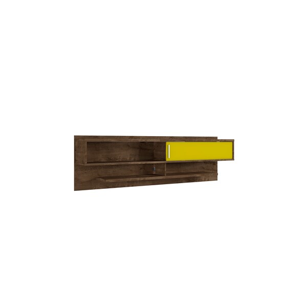 Manhattan Comfort Astor 70.86 Floating Entertainment Center, Rustic Brown and Yellow - 222BMC94