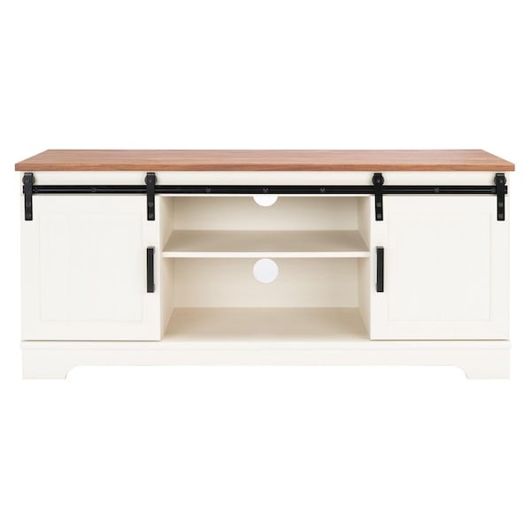 Safavieh Braelynn 3 Shelf Media Stand, White Wash & Walnut - MED9605A-2BX