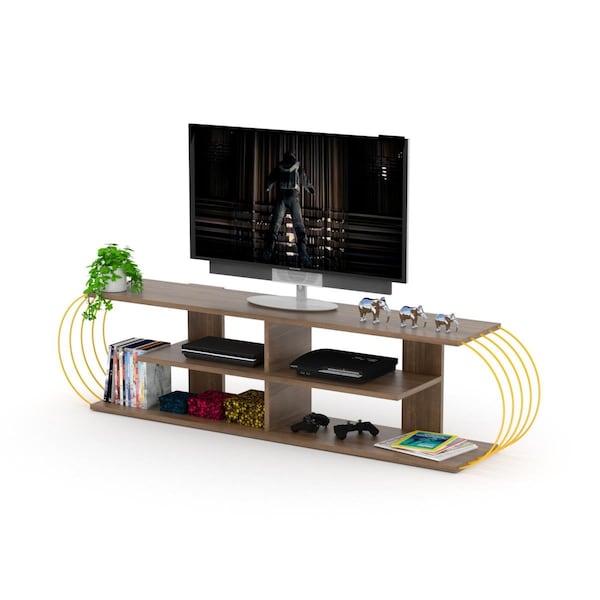 Homedora Case Tv Unit Walnut & Yellow - HD-CAS-TV-RF170304
