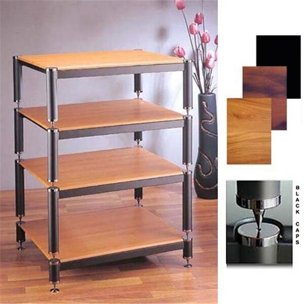 Vti Manufacturing VTI Manufacturing BL404BB 4 Black Capspike Black Poles 4 Black Shelves AV Stand - BL404BB