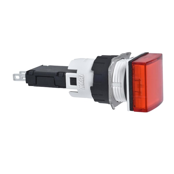 Schneider Electric Lámpara piloto completa, Harmony XB6, rojo cuadrado, plástico, 16mm, LED integrado, 12...24V - XB6CV4BB