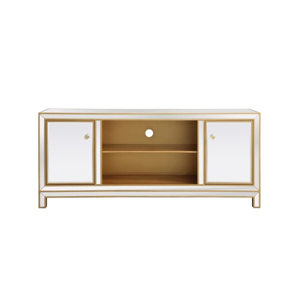Microcomputermicroordenador 60 in. Reflexion Mirrored TV Stand, Gold - MI2222516