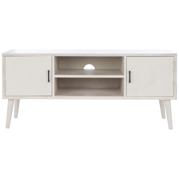 Safavieh Sorrel Mid - Century Media Stand, Distressed White - MED5701A