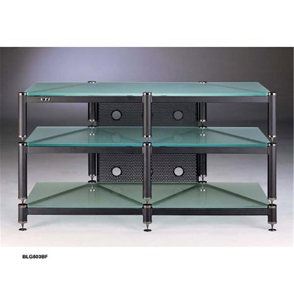 Vti Mfg 5 Black Capspike Black Poles3 Frosted Glass Shelves Stand - BLG503BF
