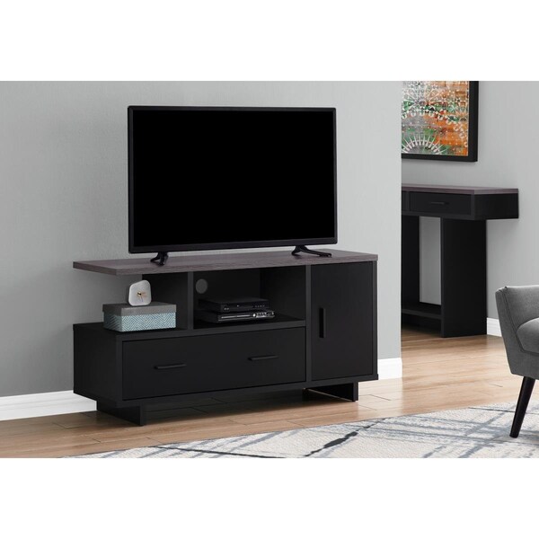 Daphnes Dinnette 48 in. TV Stand with Storage - Black & Grey Top - DA2618193