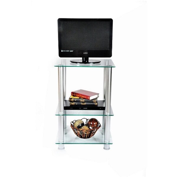 Rta Home And Office 20 in. Extra Tall Glass and Aluminum LCD and Plasma TV Stand and utility table or end table - RT441579