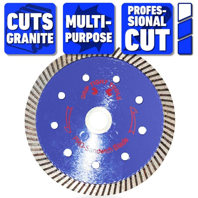Herramienta de corte Turbo Sandwich de uso general de 5 pulgadas, Professional Diamond Blade, corta granito, mármol, concreto, piedra, ladrillo, albañilería - SAN02
