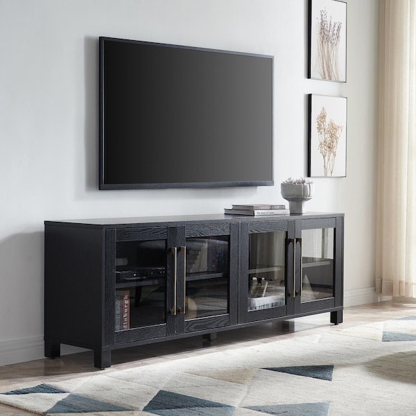 Hudson&Canal 80 in. Quincy Rectangular TV Stand for TVs up to in Black Grain - TV1366