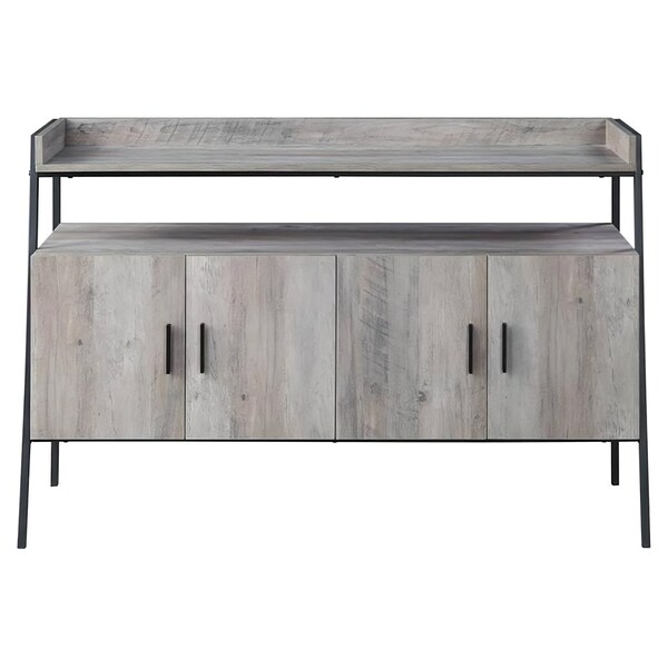 Acme Wooden 1-Shelf TV Stand with 4 Doors in Gray Oak and Black - ER-0175GY