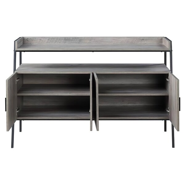 Acme Wooden 1-Shelf TV Stand with 4 Doors in Gray Oak and Black - ER-0175GY