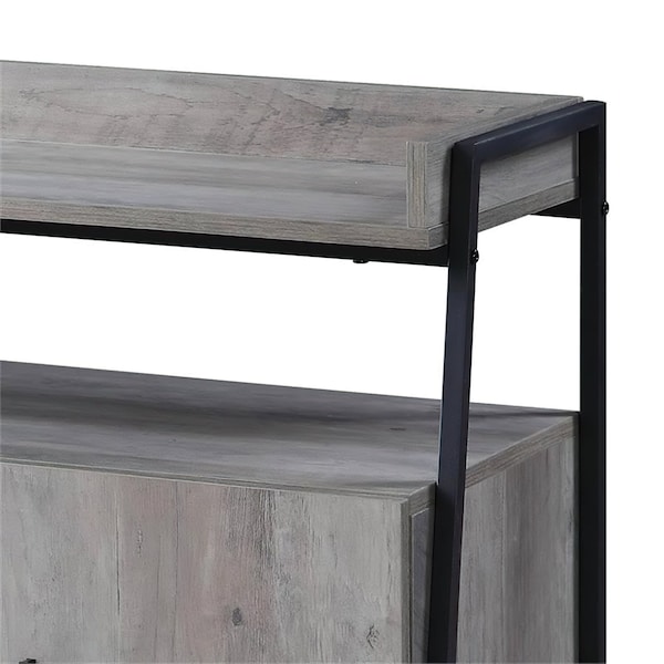 Acme Wooden 1-Shelf TV Stand with 4 Doors in Gray Oak and Black - ER-0175GY