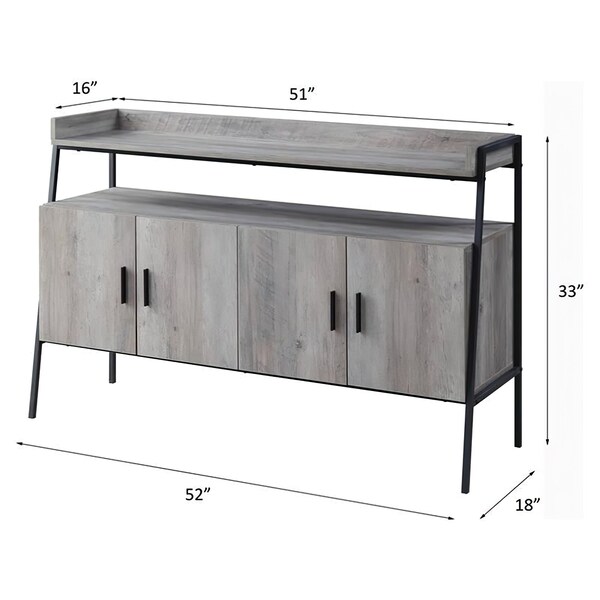 Acme Wooden 1-Shelf TV Stand with 4 Doors in Gray Oak and Black - ER-0175GY