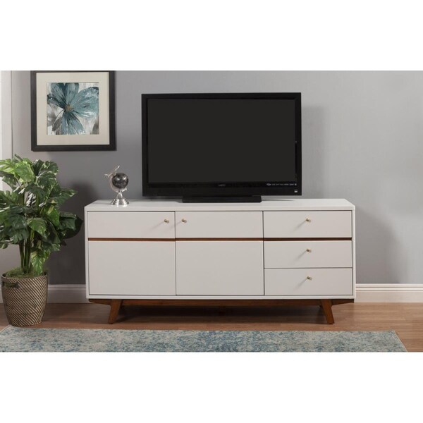 Magneticismmagnetismo White Mid Century Mod TV Console with Acorn Accents - MA3098477