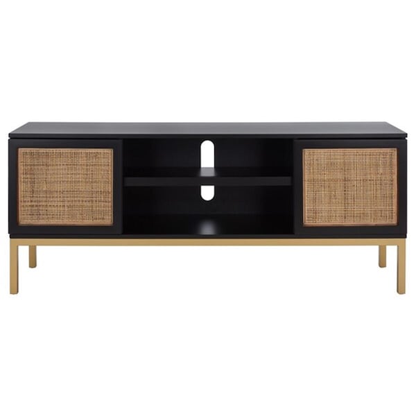 Safavieh Zadie 1 Shelf Rattan Media Stand, Black & Natural - MED5009A