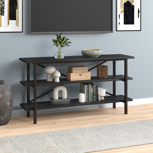 Hudson & Canal TVs up to 65 in. Grain Holloway Rectangular TV Stand Black - TV1543
