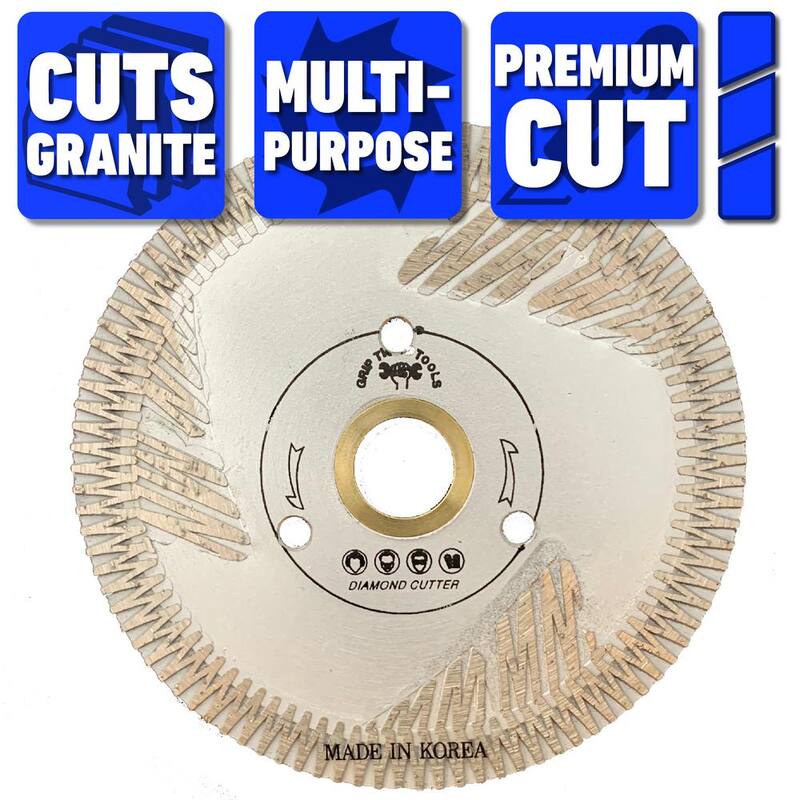 Herramientas GRIP TIGHT 4 pulgadas. Hoja de corte de diamante de corte turbo profundo premium para cortar granito, mármol, concreto, piedra, ladrillo y albañilería (paquete de 3) - B1537-3