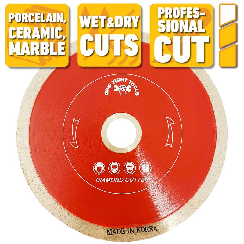 HERRAMIENTAS AGARRE FIRME 4-1/2 pulg. Hoja de corte de diamante de borde continuo profesional para cortar porcelana, cerámica y mármol (paquete de 10) - B1508-10.