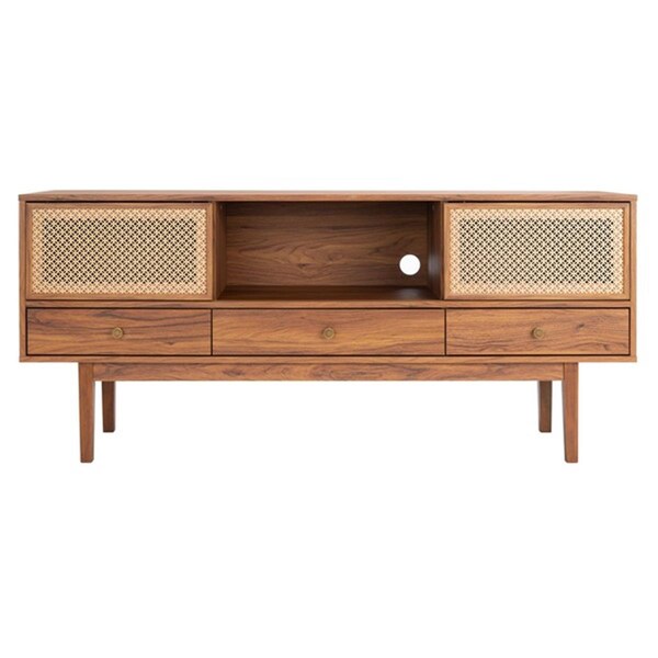 Safavieh Ceu 3 Drawer 1 Shelf Media Stand, Walnut & Gold - MED9606A-2BX