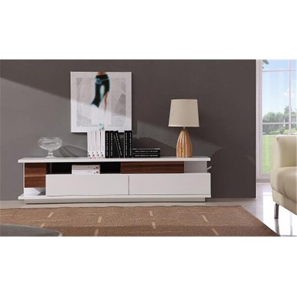 J&M Furniture J & M Furniture 17759 TV Stand 061 in White High Gloss & Walnut - 17759