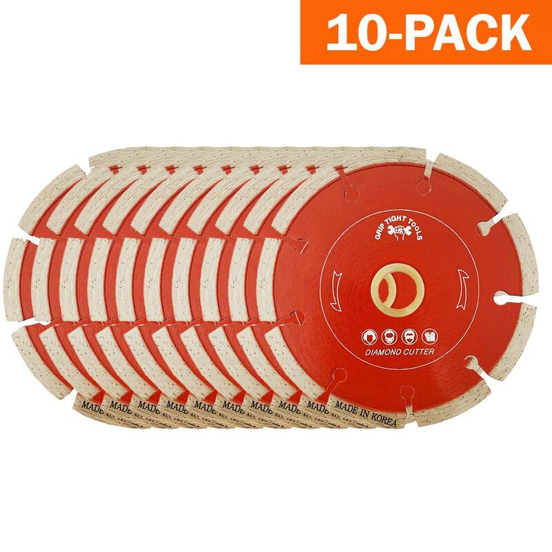 Disco de corte segmentado profesional de 4-1/2 pulgadas para herramientas Grip Tight, corta granito, mármol, concreto, piedra, ladrillo y albañilería (paquete de 10) - B1526-10