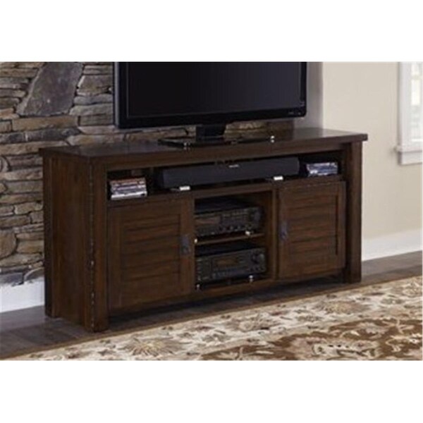 Procomfort Trestlewood Rustic Style 74 in. Media Console Table, Mesquite Pine - PR820181