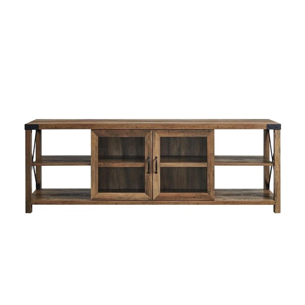 Walker Edison Furniture Walker Edison Furniture  Farmhouse Metal X TV Stand, Reclaimed Barnwood - 25 x 16 x 70 in. - W70MX2DRO