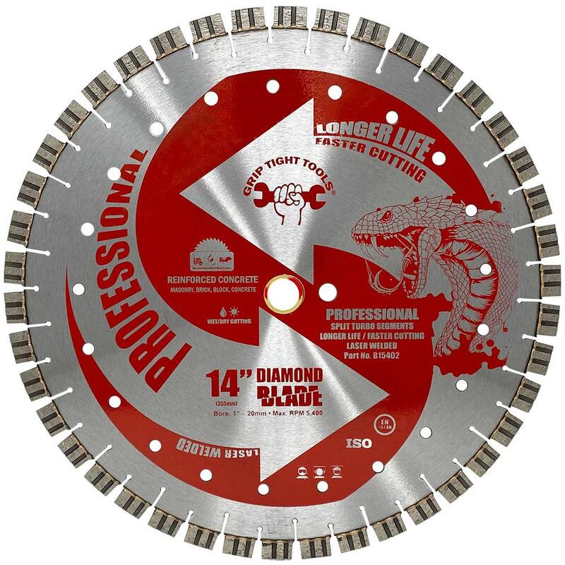 Herramienta de Diamante Segmentado Turbo Dividido de 14 in. Profesional Soldado con Láser para Concreto y Materiales Duros - B15402
