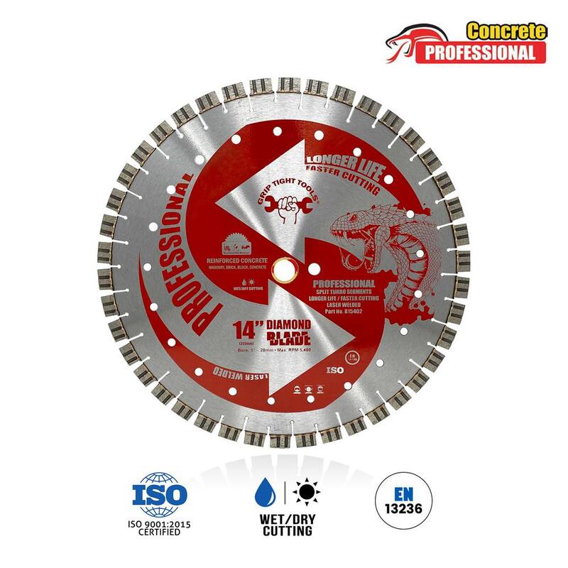 Herramienta de Diamante Segmentado Turbo Dividido de 14 in. Profesional Soldado con Láser para Concreto y Materiales Duros - B15402