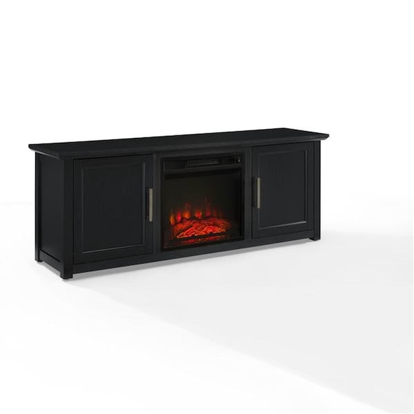 Plugit Camden Low Profile TV Stand with Fireplace, Black - 22 x 58 x 15.75 in. - PL3051565