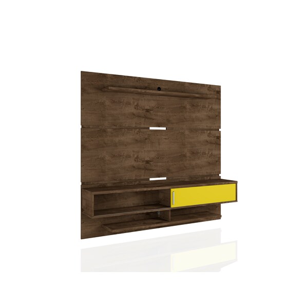 Manhattan Comfort Astor 70.86 Floating Entertainment Center, Rustic Brown and Yellow - 223BMC94