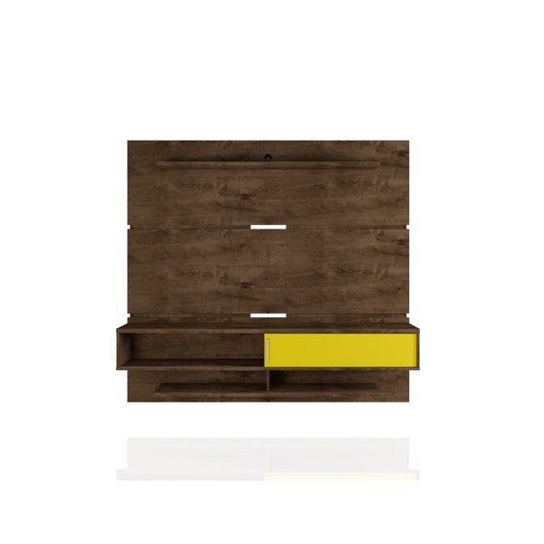 Manhattan Comfort Astor 70.86 Floating Entertainment Center, Rustic Brown and Yellow - 223BMC94