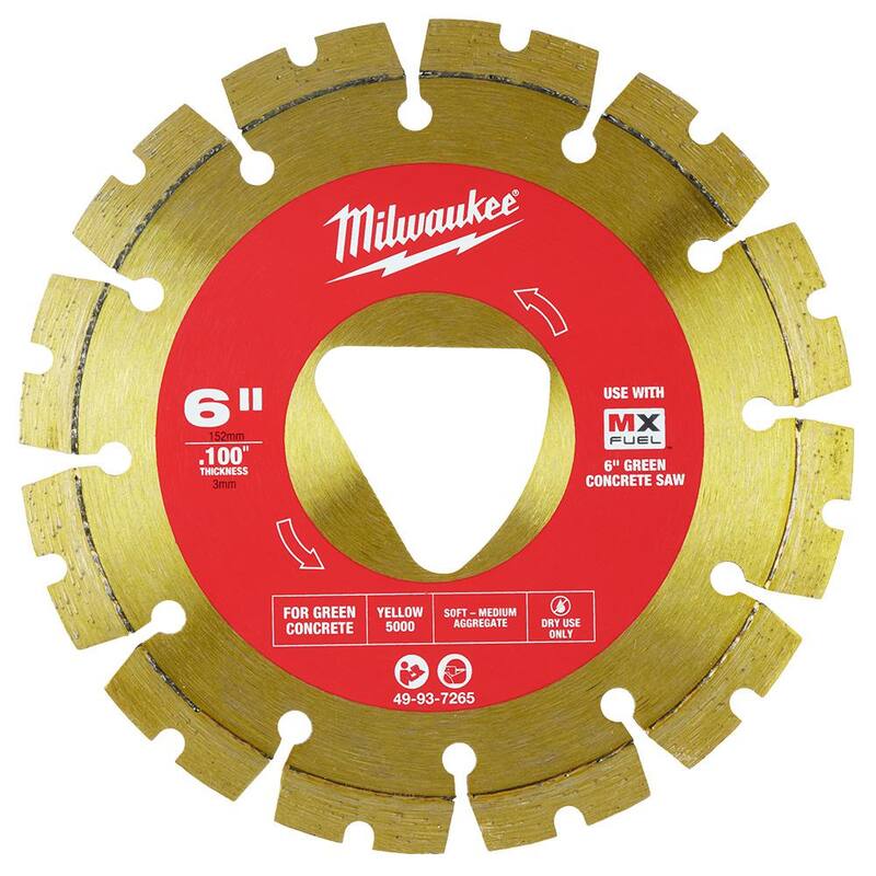 Milwaukee Amarillo 6 pulgadas x .100 pulgadas Hoja de Diamante de Segmento de Corte de Concreto Verde (paquete de 1) - 49-93-7265