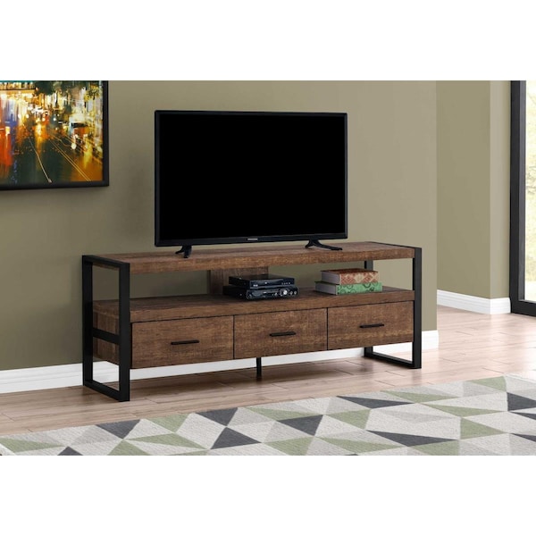 Magneticismmagnetismo 21.75 in. Particle Board, Hollow Core & Black Metal TV Stand with 3 Drawers - MA3100163