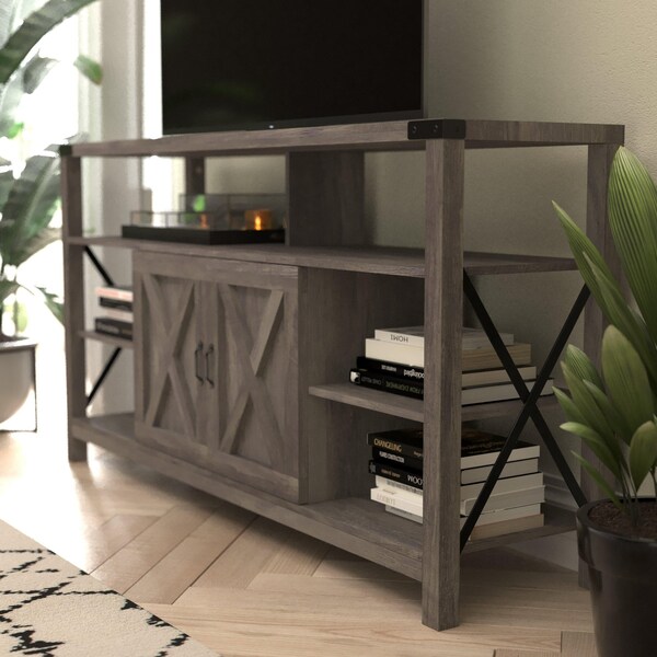 Flash Furniture 60" Coastal Gray TV Stand with Storage Shelves - ZG-025-GY-GG