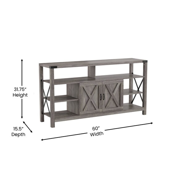 Flash Furniture 60" Coastal Gray TV Stand with Storage Shelves - ZG-025-GY-GG