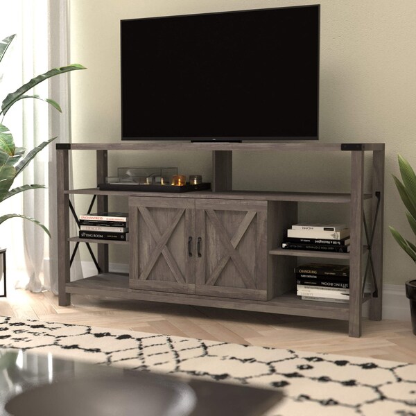 Flash Furniture 60" Coastal Gray TV Stand with Storage Shelves - ZG-025-GY-GG