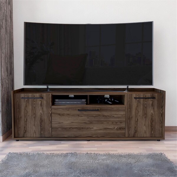 Depot E-Shop 60 in. Hollywood TV Stand, Dark Walnut - DE-RLC6704