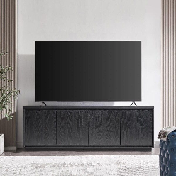 Hudson&Canal Presque Rectangular TV Stand for TVs up to 80 in Black Grain - TV1854