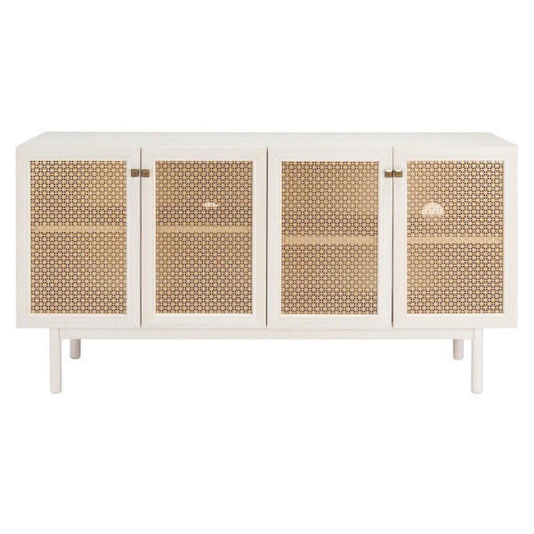 Safavieh Piran 4 Door 2 Shelf Media Stand, White & Gold - MED9611C-2BX
