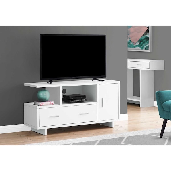 Magneticismmagnetismo 23.75 in. White Particle Board, Hollow Core, MDF TV Stand with Storage - MA3091790