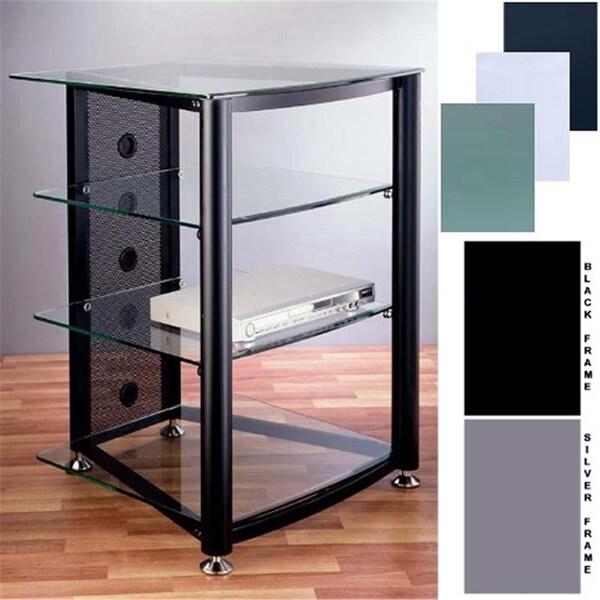 Vti Mfg 4 Black Poles 4 Clear Glass Shelves Av Stand - RGR404B