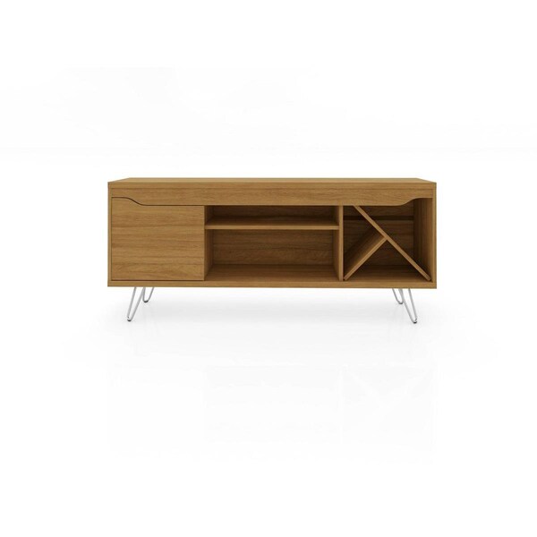 Designed To Furnish Baxter Mid-Century- Modern TV Stand with Wine Rack in Cinnamon, 23.03 x 53.54 x 14.17 in. - DE2616416