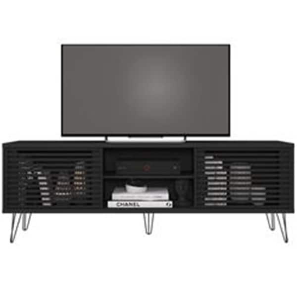 Better Home Products Frizz Mid-Century Modern TV Stand for Up to 70 in. TV, Black - FRIZZ-TVSTN-BLK