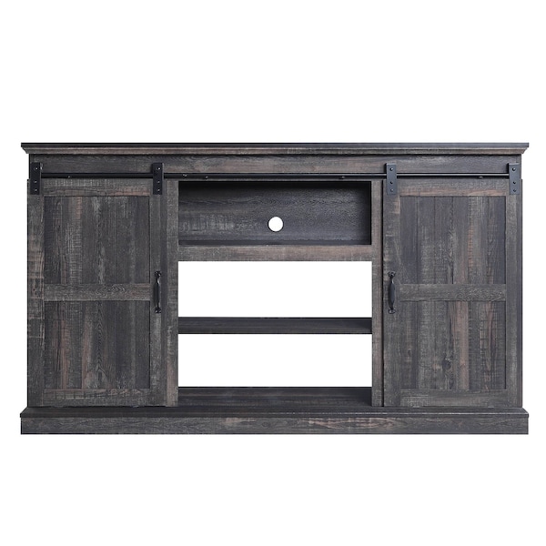 Manhattan Comfort Myrtle 60" TV Stand with 2 Sliding Doors in Heavy Brown - TVFP2-BR