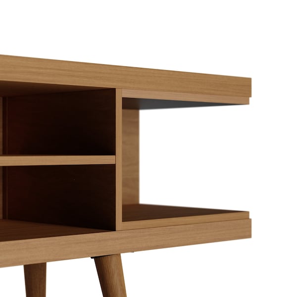 Manhattan Comfort Utopia 70.47" TV Stand with Splayed Wooden Legs and 4 Shelves in Maple Cream - 19755