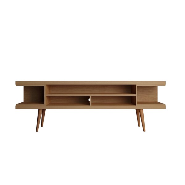 Manhattan Comfort Utopia 70.47" TV Stand with Splayed Wooden Legs and 4 Shelves in Maple Cream - 19755