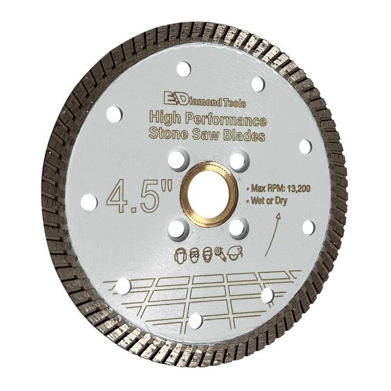 EDiamondTools 4.5 in. Granito, Cuarzo, Piedra Artificial, Turbo Rim, Hoja de Diamante de Alto Rendimiento, Arbor de 7/8 pulg. y 5/8 pulg. - GBN45A7_THD