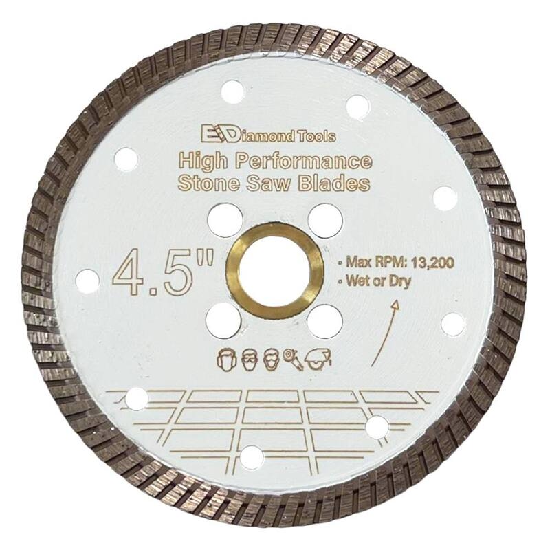 EDiamondTools 4.5 in. Granito, Cuarzo, Piedra Artificial, Turbo Rim, Hoja de Diamante de Alto Rendimiento, Arbor de 7/8 pulg. y 5/8 pulg. - GBN45A7_THD